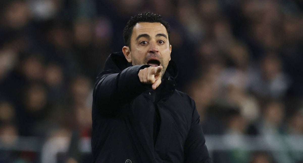 Xavi en el partido entre el Betis y el Barcelona de LaLiga.