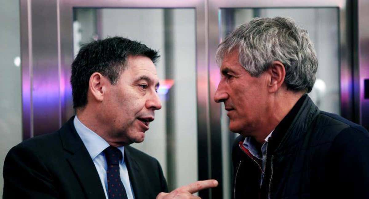 Quique Setién y Bartomeu.