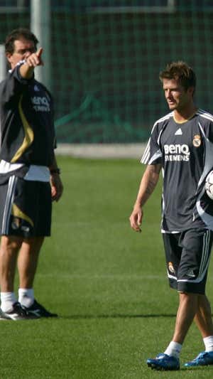 Capello y Beckham, en Valdebebas.