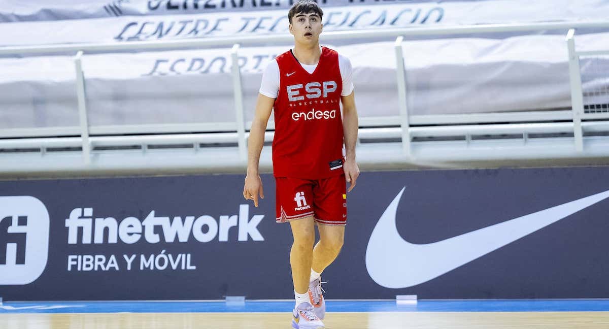 Juan Núñez, en un entrenamiento con la Selección Española.