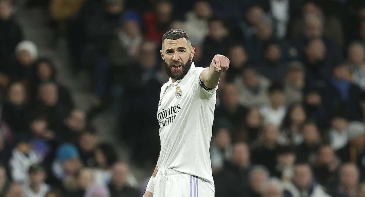 Benzema, en el partido contra el Atlético de Madrid./GETTY