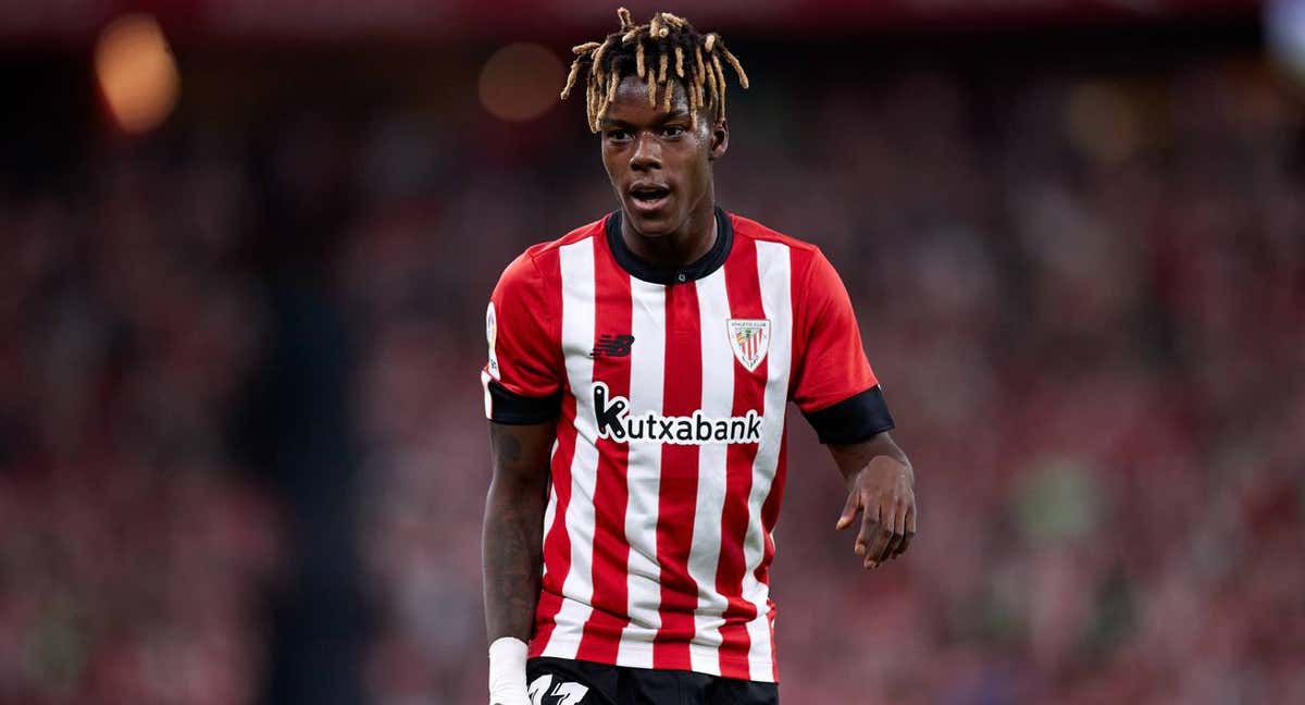 Nico Williams, durante un partido en San Mamés./Getty Images