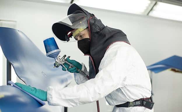 Zona de pintura de la fábrica de Alpine. Alpine F1
