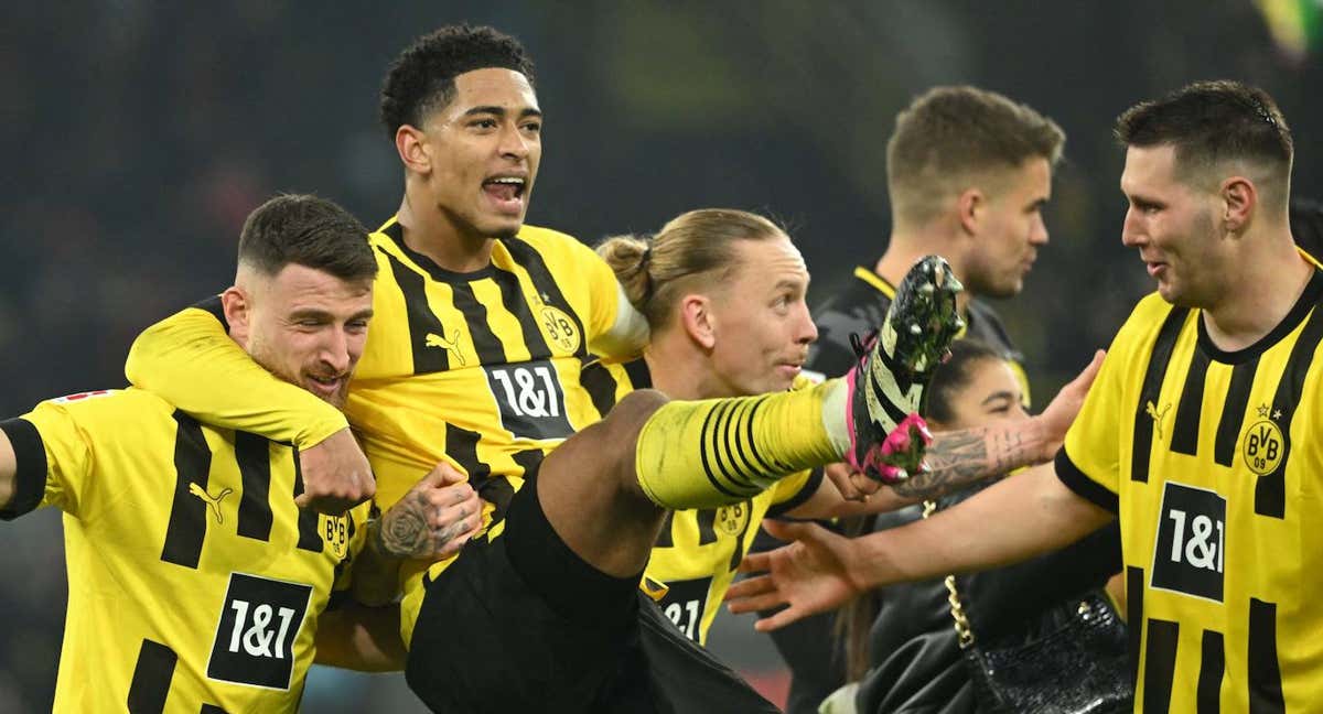 Bellingham celebra la victoria del BVB Dortmund. /AFP