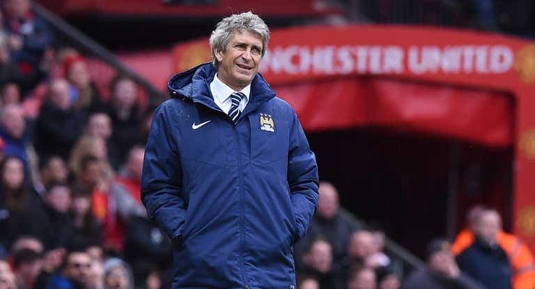 Manuel Pellegrini, en un partido en Old Trafford.