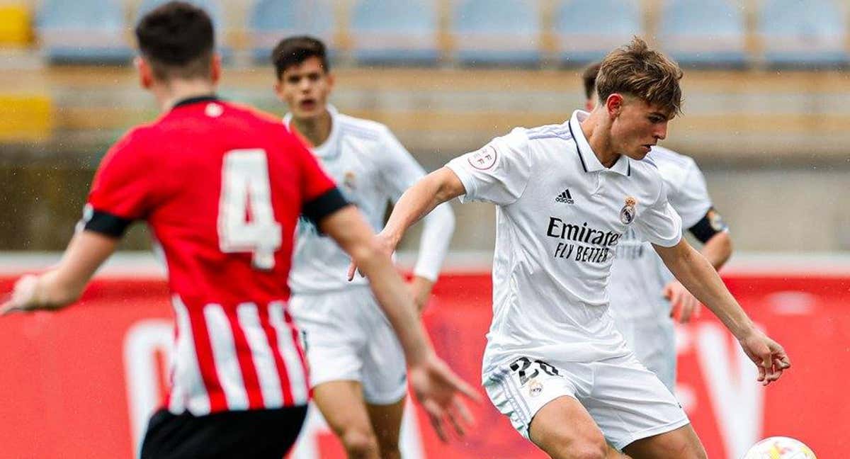 Nico Paz, en un momento del partido ante el Athletic. /REAL MADRID