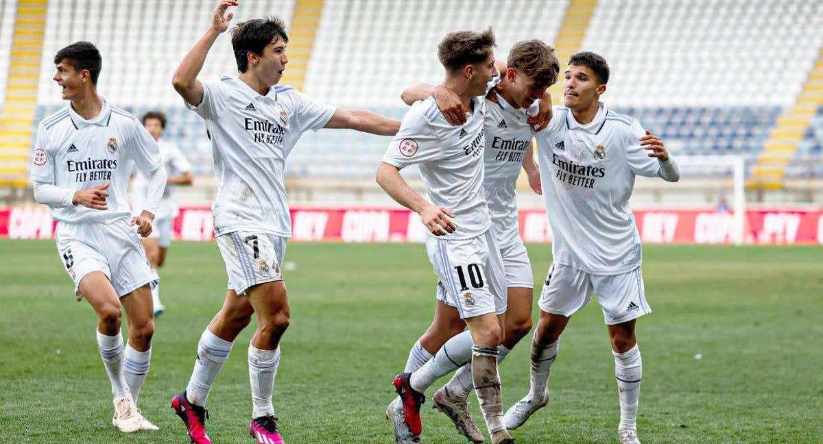 El Real Madrid Juvenil celebra un gol ante el Athletic. /REAL MADRID