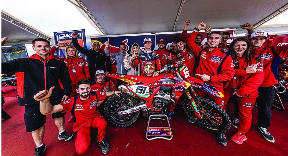 Jorge Prado tras la victoria en la primera manga del GP de Patagonia-Argentina. /GasGas