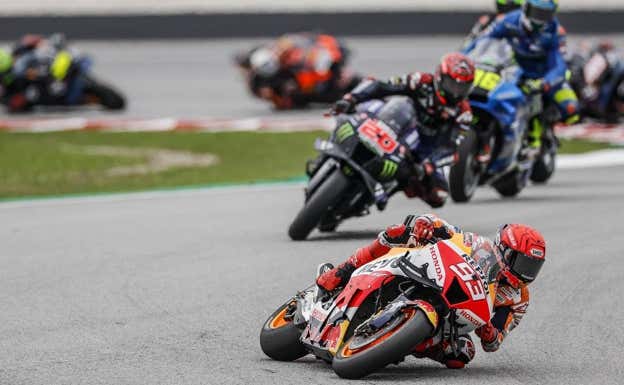 Marc Márquez, en un gran premio de la temporada 2022 de MotoGP.  Box Repsol