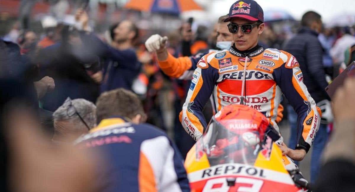 Marc Marquez, en la parrilla de salida del GP de Portugal de 2022/AFP