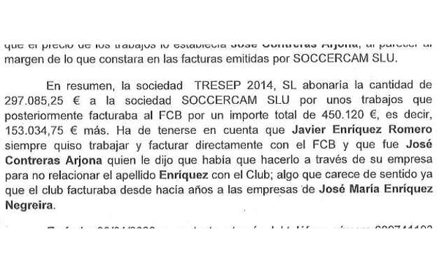 Extracto del sumario del Caso Negreira que relaciona a José Contreras con los Enríquez Negreira.