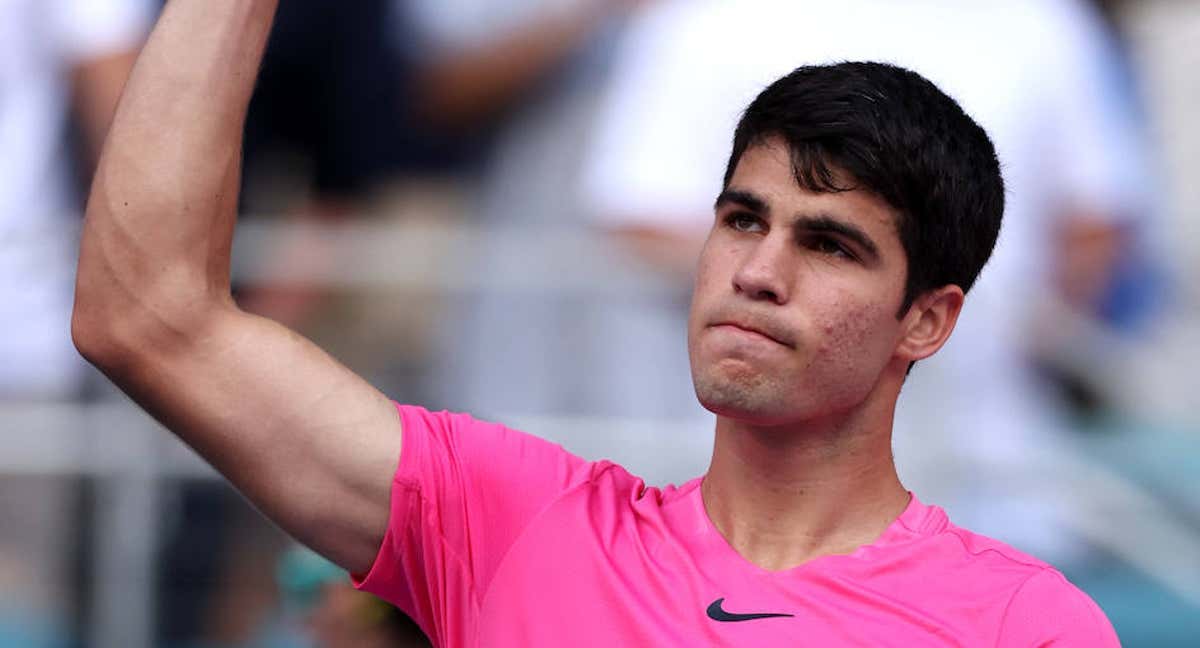 Carlos Alcaraz celebra otra victoria en el Masters 1000 de Miami. /GETTY