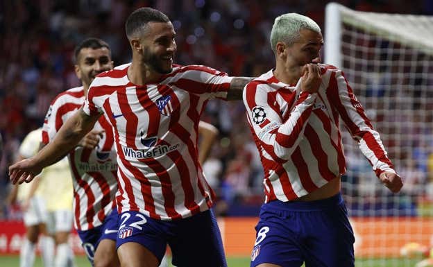 Hermoso celebrando un gol de Griezmann en Champions  EFE