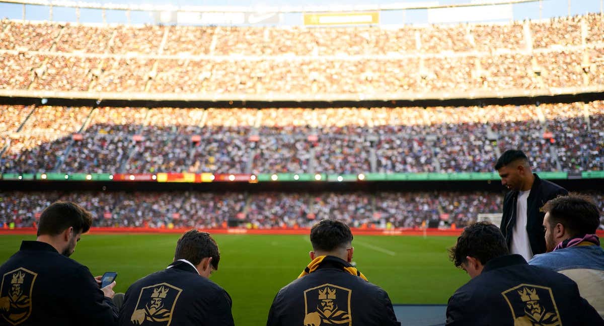 Los presidentes, en el Camp Nou.