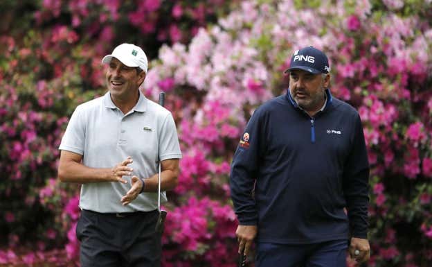 José María Olazábal y Ángel Cabrera, en 2018.  Reuters