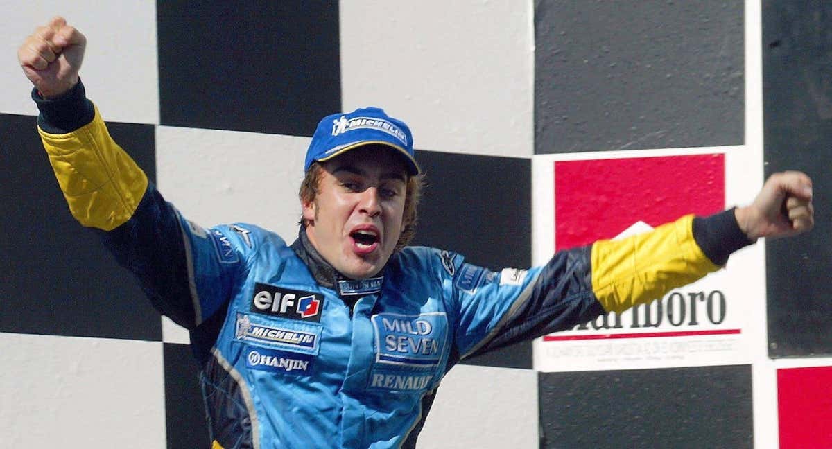 Fernando Alonso durante su primera victoria en la Fórmula 1.