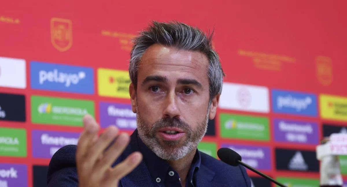 Jorge Vilda, durante la última rueda de prensa en Las Rozas. /GETTY