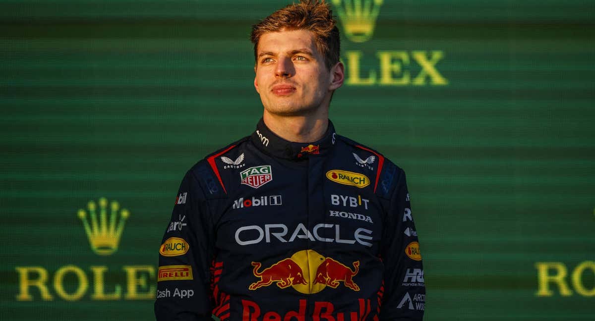 Max Verstappen, en el podio del GP de Australia.
