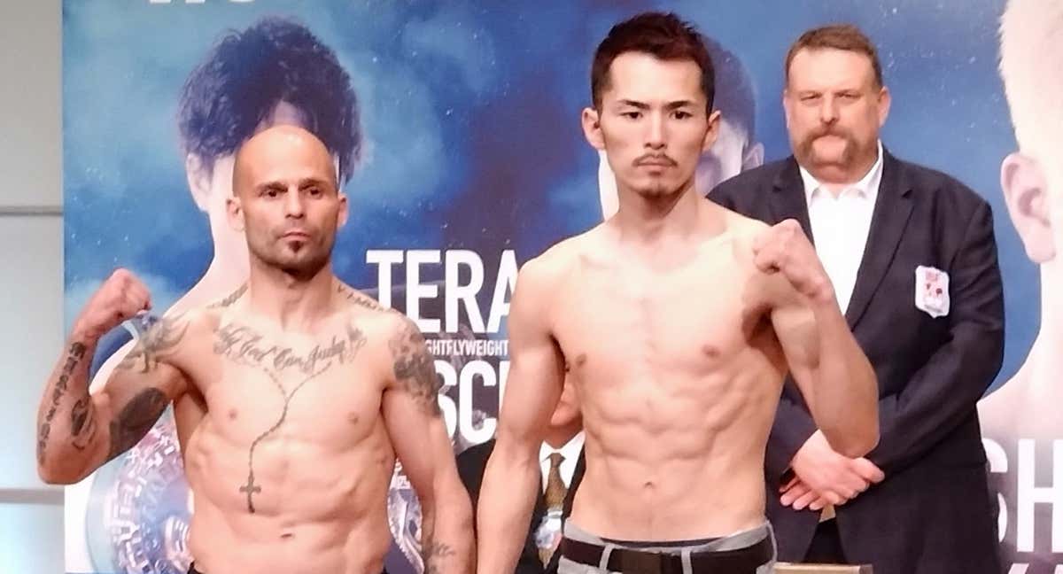 Kiko Martínez y Reiya Abe, tras el pesaje./kgyamatogym