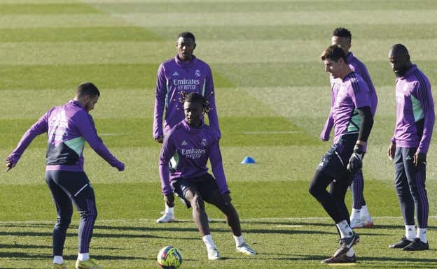 Camavinga, en un entrenamiento con el Real Madrid.