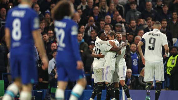 El Real Madrid celebra el primer gol ante el Chelsea. /AFP