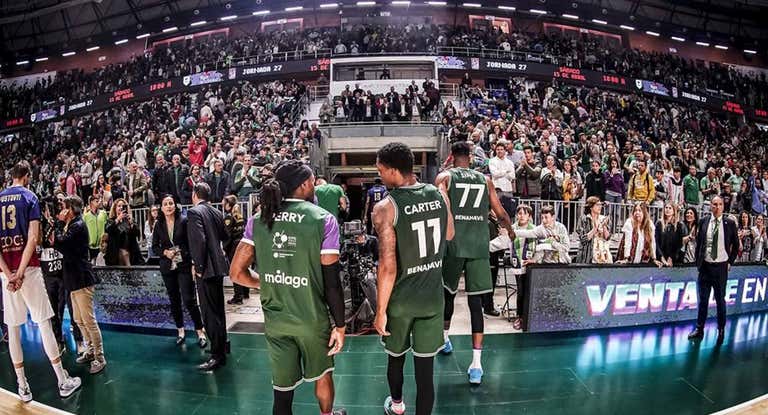 Vista del Martín Carpena de Málaga en un partido de Unicaja esta Basketball Champions League.