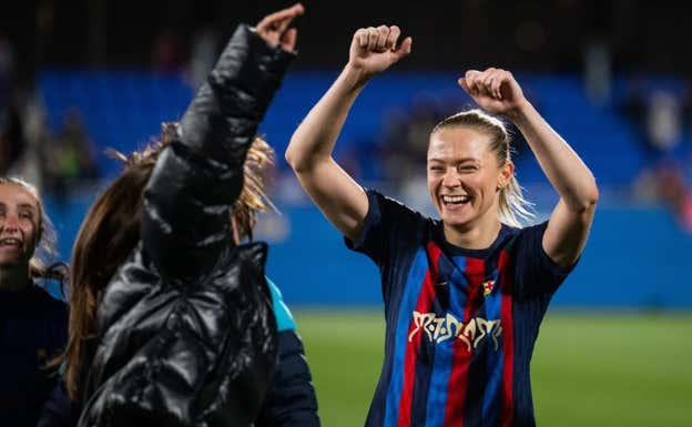 Rolfö celebra la victoria contra el Real Madrid.  FC BARCELONA