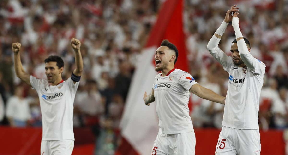 Jugadores del Sevilla festejan el pase a semifinales./EFE