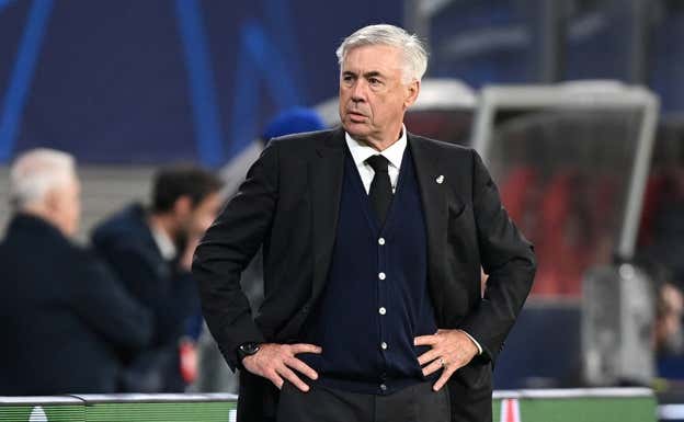 Ancelotti, en Leipzig.  GETTY