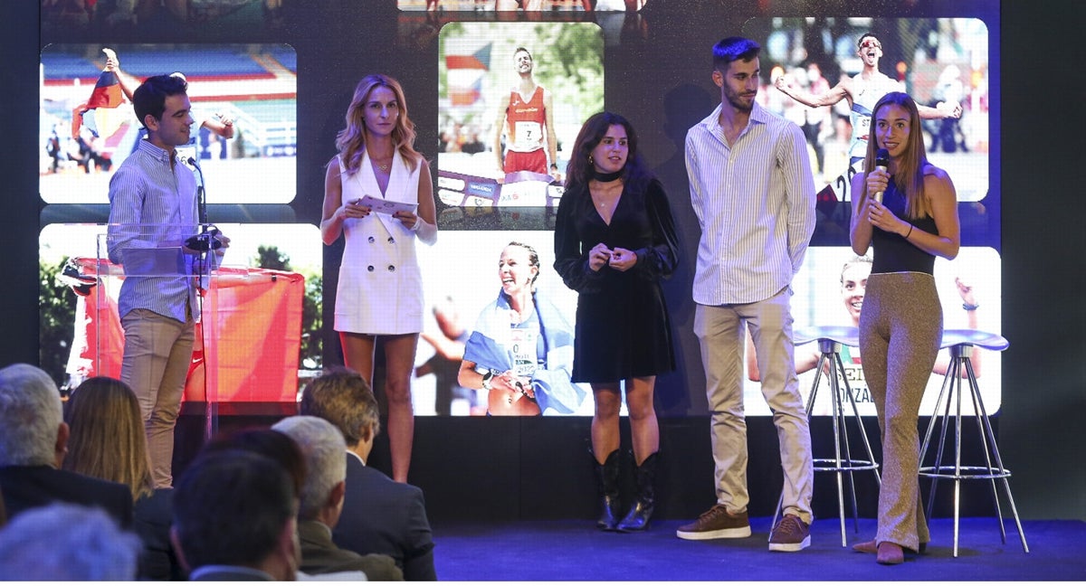 Los marchadores españoles, protagonistas en la presentación del evento.