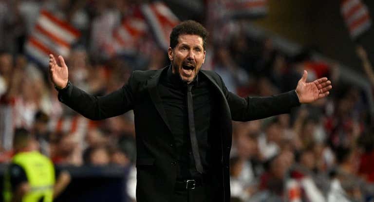 Simeone, en un momento del partido ante el Mallorca.