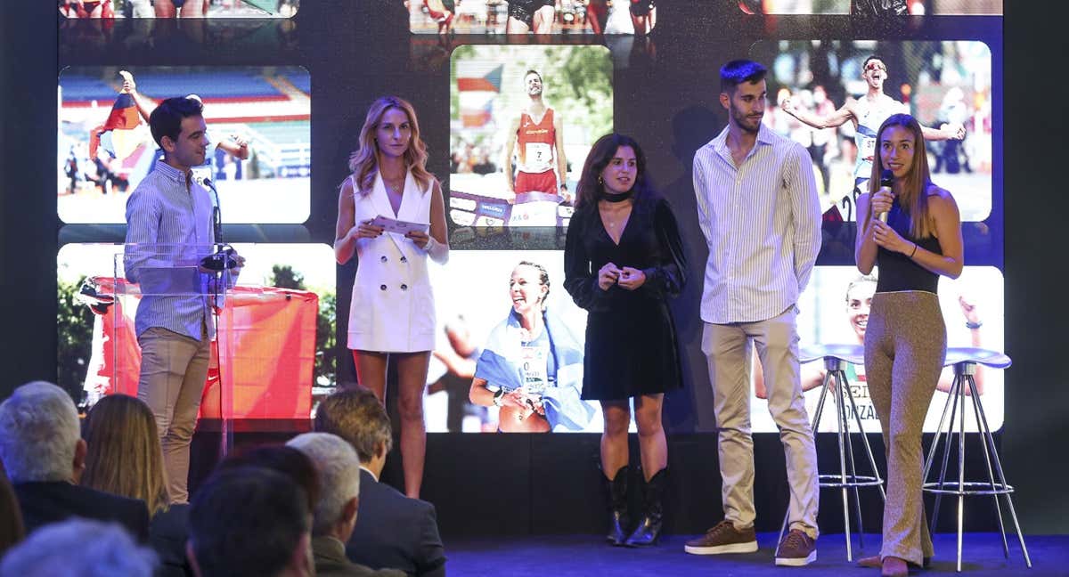 Los marchadores españoles, protagonistas de la presentación.