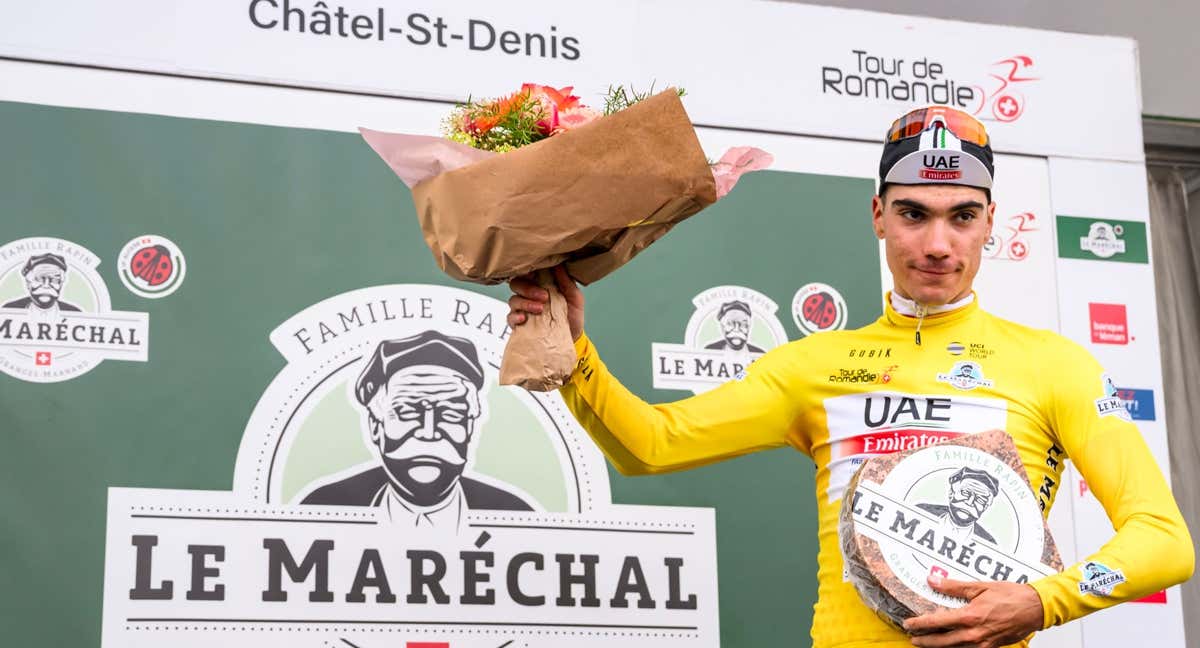 Juan Ayuso, ganador de etapa y líder en el Tour de Romandía 2023. /KEYSTONE / TOUR DE ROMANDIE