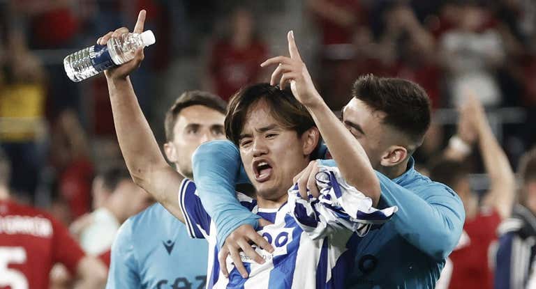 Kubo celebra su gol y el triunfo realista.