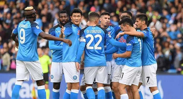 El Nápoles celebra uno de los goles del equipo.
