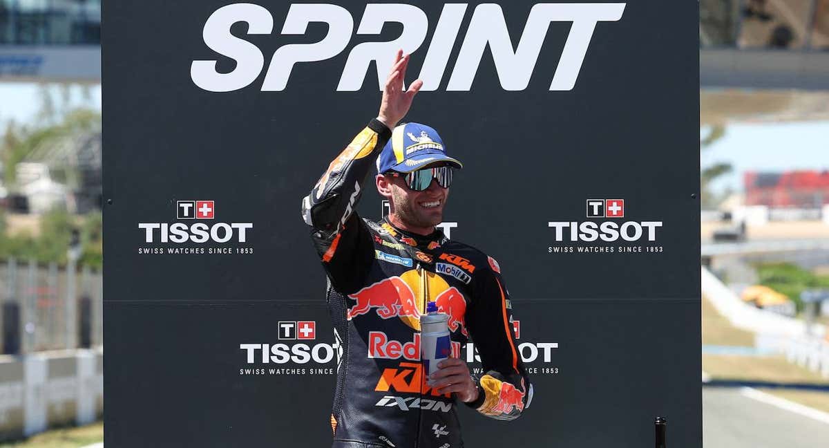 Binder celebra el triunfo en Jerez en MotoGP.
