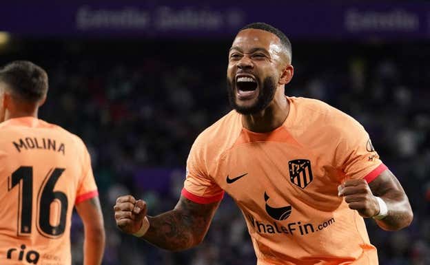 Memphis marcó el 2-5 en Valladolid, en el minuto 92 de partido.  AFP