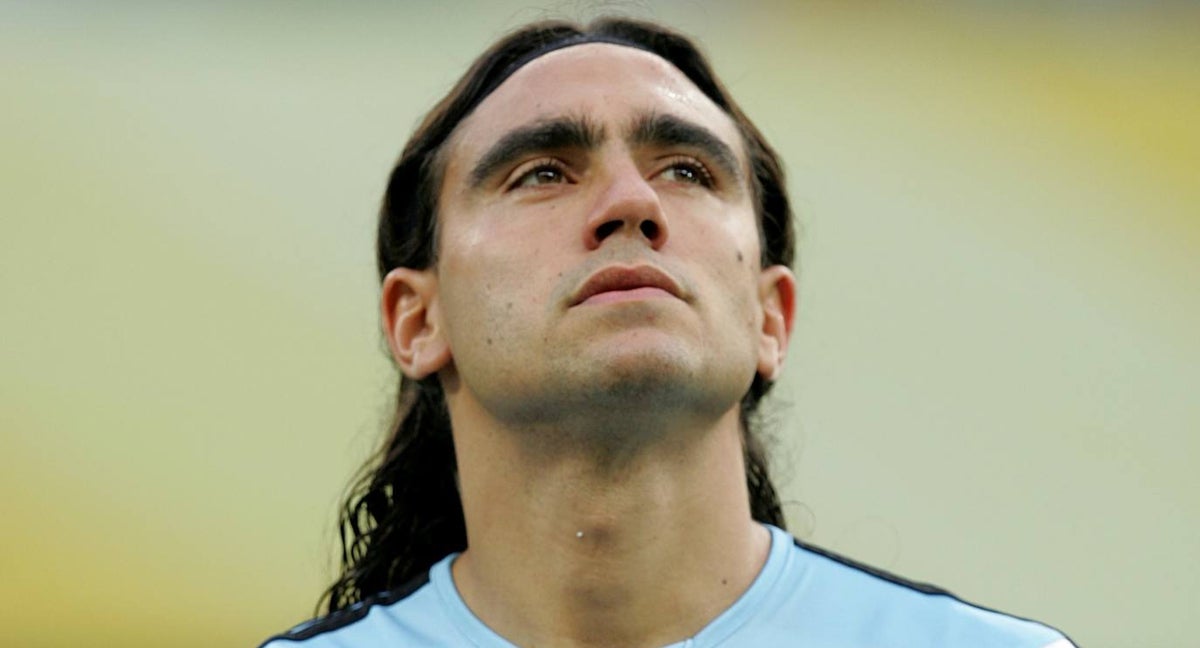 Sorín durante un partido con la Selección Argentina.