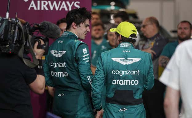 Lance Stroll y Fernando Alonso, en el GP de Baréin 2023 de F1.  Aston Martin