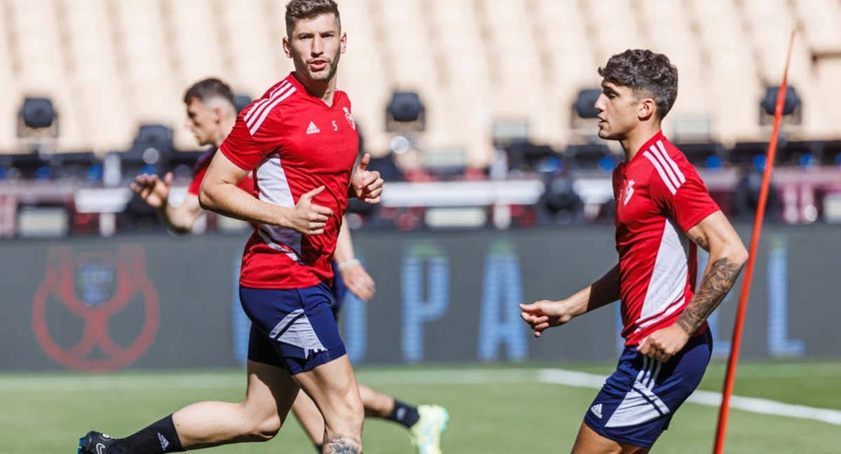 David García, en el entrenamiento en La Cartuja./RFEF