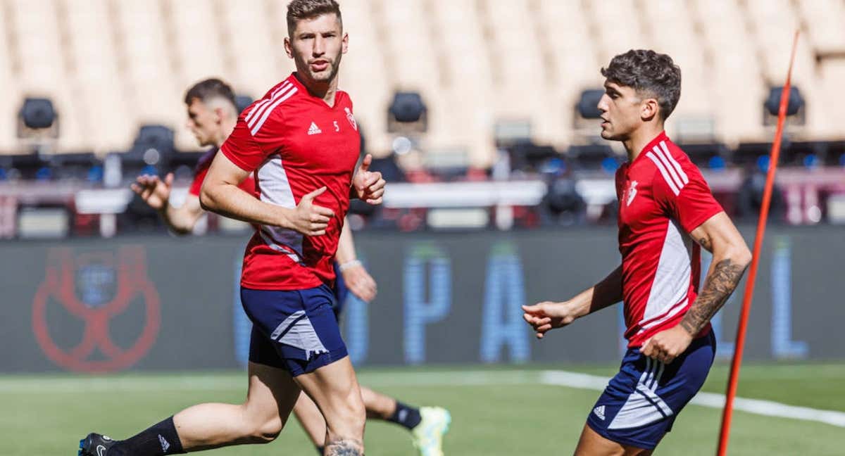 David García, en el entrenamiento en La Cartuja.