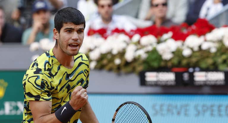 Carlos Alcaraz, durante la final del Mutua Madrid Open 2023.