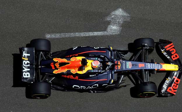 Vista cenital del RB19 de Max Verstappen. Ruters