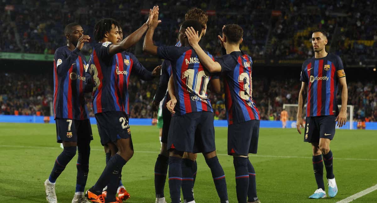 El Barcelona celebra un gol en el Camp Nou./AGENCIAS