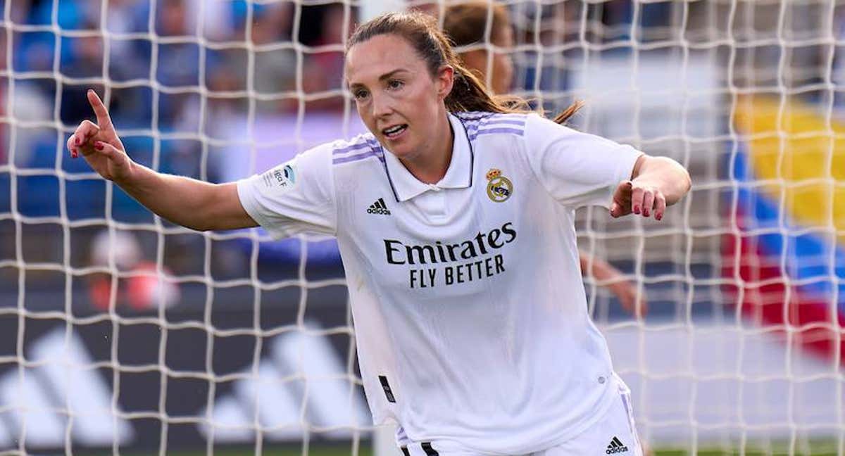 Caroline Weir, jugadora del Real Madrid, celebra un gol en el Alfredo Di Stéfano. /REAL MADRID FEMENINO