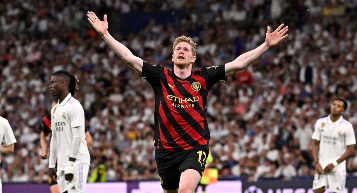 De Bruyne celebra su gol contra el Real Madrid./AFP