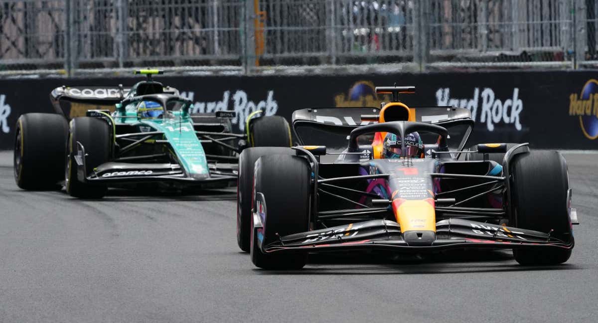 Max Verstappen y Fernando Alonso, en el GP de Miami 2023 de Fórmula 1.