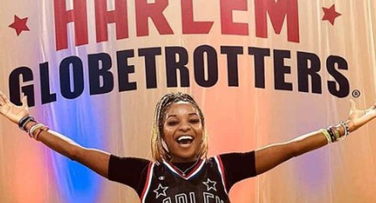 'Ace' Porter en su presentación con los Harlem Globetrotters.