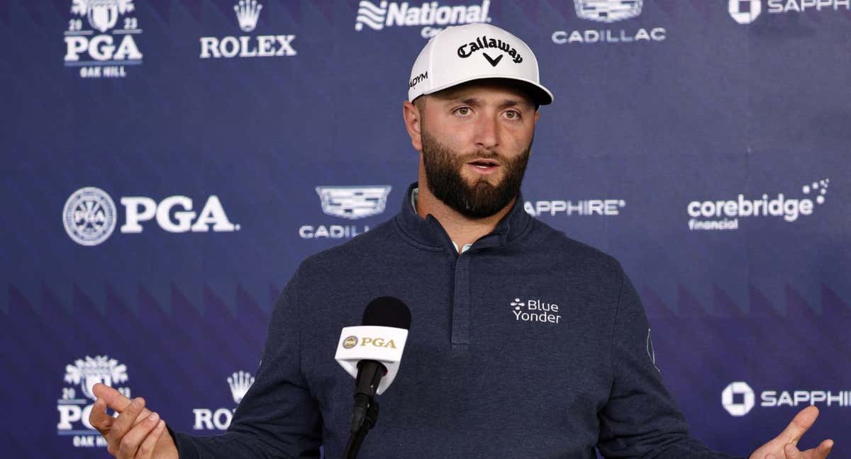 Jon Rahm comparece ante los medios un día antes de su debut en el PGA Championship./EFE