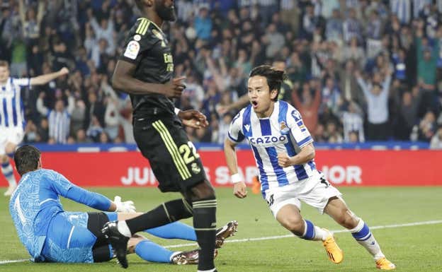 Kubo grita el gol anotado ante el Real Madrid en LaLiga. EFE